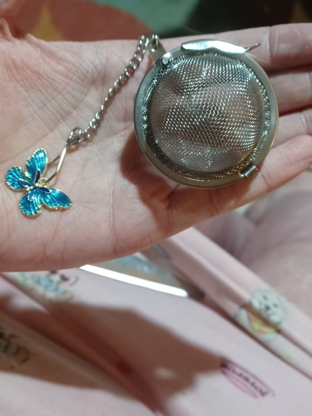 Tea Infuser Ball with Blue Butterfly Charm